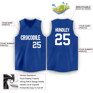 Custom Royal White V-Neck Basketball Jersey - Fcustom