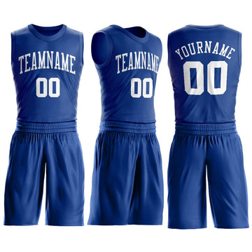 Custom Royal White Round Neck Suit Basketball Jersey - Fcustom
