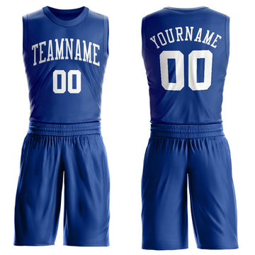 Custom Royal White Round Neck Suit Basketball Jersey - Fcustom