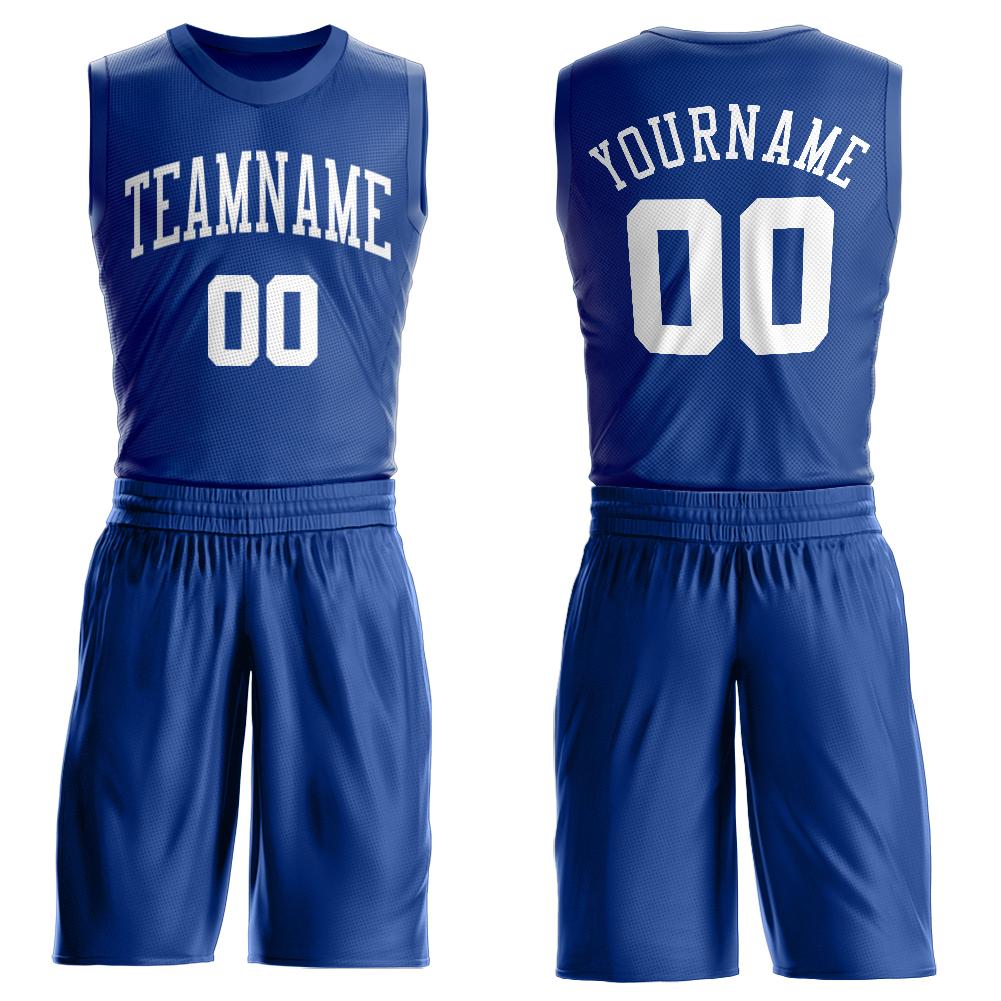 Custom Royal White Round Neck Suit Basketball Jersey - Fcustom