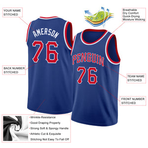 Custom Royal Red-White Round Neck Rib-Knit Basketball Jersey