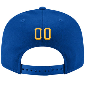 Custom Royal Gold-White Stitched Adjustable Snapback Hat