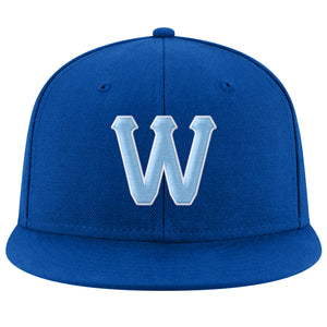 Custom Royal Light Blue-White Stitched Adjustable Snapback Hat