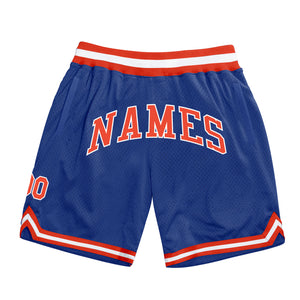 Custom Royal Orange-White Authentic Throwback Basketball Shorts