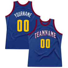 Load image into Gallery viewer, Custom Royal Gold-Maroon Authentic Throwback Basketball Jersey
