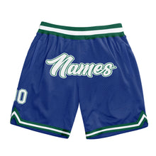Load image into Gallery viewer, Custom Royal White-Kelly Green Authentic Throwback Basketball Shorts
