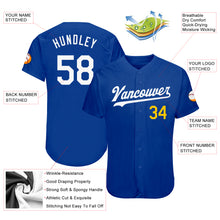 Load image into Gallery viewer, Custom Royal White-Gold Authentic Baseball Jersey
