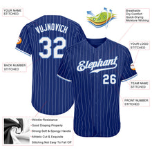 Load image into Gallery viewer, Custom Royal White Pinstripe White-Light Blue Authentic Baseball Jersey
