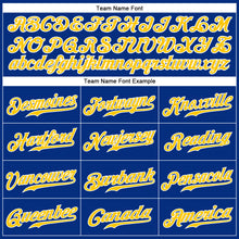 Load image into Gallery viewer, Custom Royal White Pinstripe Gold-White Authentic Baseball Jersey
