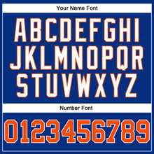 Load image into Gallery viewer, Custom Royal White Pinstripe Orange-White Authentic Baseball Jersey
