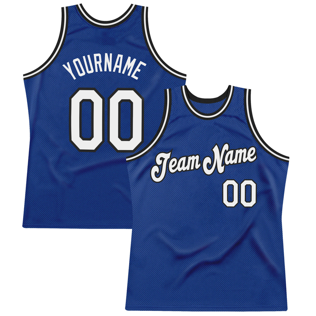 Custom Royal White-Black Authentic Throwback Basketball Jersey