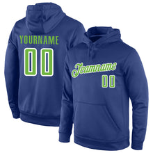 Load image into Gallery viewer, Custom Stitched Royal Neon Green-White Sports Pullover Sweatshirt Hoodie
