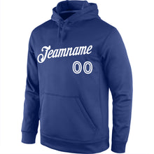 Load image into Gallery viewer, Custom Stitched Royal White Sports Pullover Sweatshirt Hoodie
