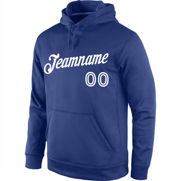 Custom Stitched Royal White Sports Pullover Sweatshirt Hoodie