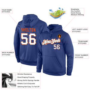 Custom Stitched Royal White-Orange Sports Pullover Sweatshirt Hoodie