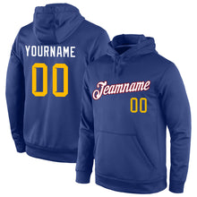 Load image into Gallery viewer, Custom Stitched Royal Gold-White Sports Pullover Sweatshirt Hoodie
