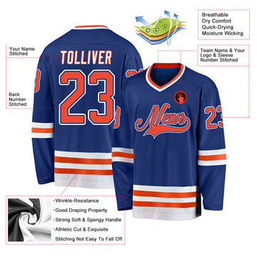 Custom Royal Orange-White Hockey Jersey