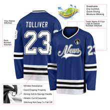 Load image into Gallery viewer, Custom Royal White-Black Hockey Jersey
