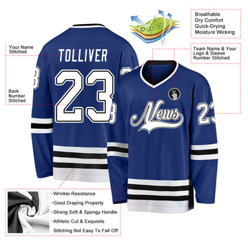 Custom Royal White-Black Hockey Jersey