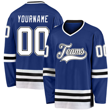 Custom Royal White-Black Hockey Jersey