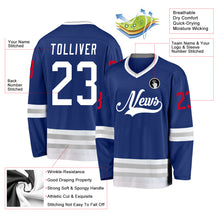 Load image into Gallery viewer, Custom Royal White-Gray Hockey Jersey
