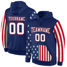 Load image into Gallery viewer, Custom Stitched Royal White-Red 3D American Flag Fashion Sports Pullover Sweatshirt Hoodie
