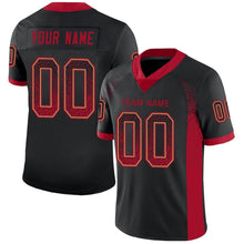 Load image into Gallery viewer, Custom Black Red-Old Gold Mesh Drift Fashion Football Jersey
