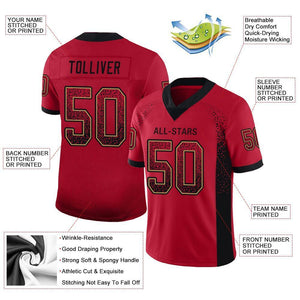 Custom Red Black-Old Gold Mesh Drift Fashion Football Jersey