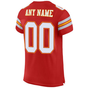 Custom Scarlet White-Gold Mesh Authentic Football Jersey - Fcustom