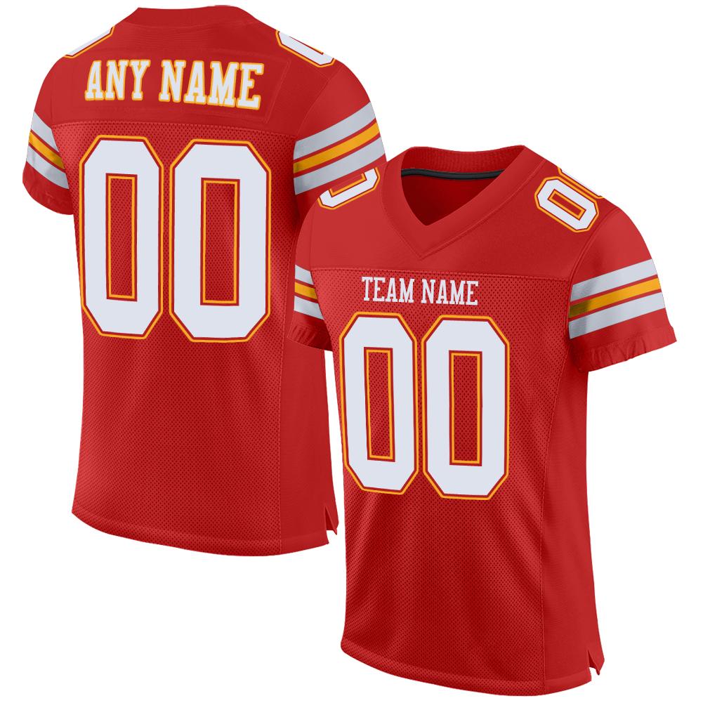 Custom Scarlet White-Gold Mesh Authentic Football Jersey - Fcustom