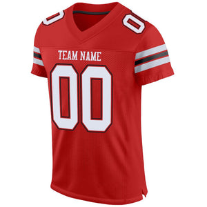 Custom Scarlet White-Black Mesh Authentic Football Jersey - Fcustom