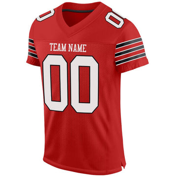 Custom Scarlet White-Black Mesh Authentic Football Jersey - Fcustom