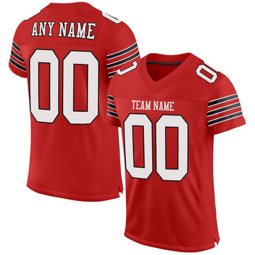 Custom Scarlet White-Black Mesh Authentic Football Jersey - Fcustom