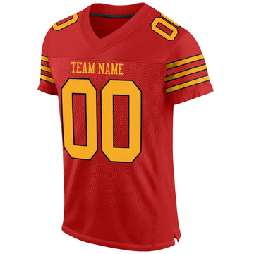 Custom Scarlet Gold-Black Mesh Authentic Football Jersey - Fcustom