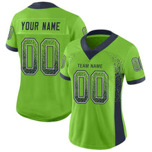 Load image into Gallery viewer, Custom Neon Green Navy-Gray Mesh Drift Fashion Football Jersey
