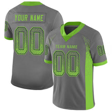Load image into Gallery viewer, Custom Gray Neon Green-Navy Mesh Drift Fashion Football Jersey
