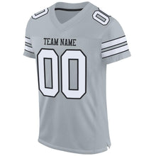 Load image into Gallery viewer, Custom Silver White-Black Mesh Authentic Football Jersey - Fcustom
