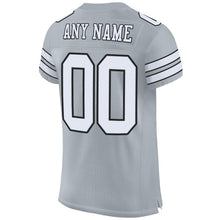 Load image into Gallery viewer, Custom Silver White-Black Mesh Authentic Football Jersey - Fcustom
