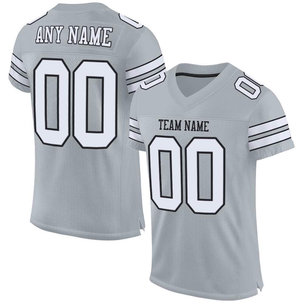 Custom Silver White-Black Mesh Authentic Football Jersey - Fcustom