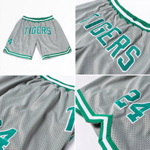 Load image into Gallery viewer, Custom Gray Kelly Green-White Authentic Throwback Basketball Shorts
