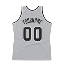 Load image into Gallery viewer, Custom Gray Black-White Authentic Throwback Basketball Jersey

