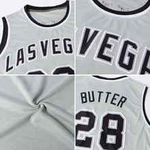 Load image into Gallery viewer, Custom Gray Steel Gray-Black Authentic Throwback Basketball Jersey
