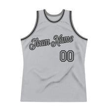 Load image into Gallery viewer, Custom Gray Steel Gray-Black Authentic Throwback Basketball Jersey
