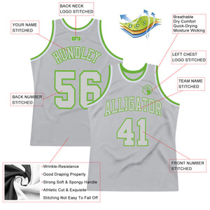 Custom Gray Gray-Neon green Authentic Throwback Basketball Jersey
