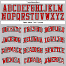 Load image into Gallery viewer, Custom Gray Black Pinstripe Red-White Authentic Throwback Basketball Jersey
