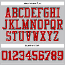 Load image into Gallery viewer, Custom Gray Black Pinstripe Red-White Authentic Throwback Basketball Jersey
