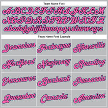 Load image into Gallery viewer, Custom Gray Black Pinstripe Light Blue-Pink Authentic Basketball Jersey
