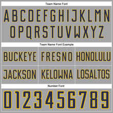 Load image into Gallery viewer, Custom Gray Navy-Gold Authentic Throwback Basketball Shorts

