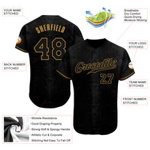 Load image into Gallery viewer, Custom Black Snakeskin Black-Old Gold 3D Pattern Design Authentic Baseball Jersey

