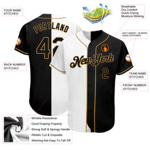 Load image into Gallery viewer, Custom White-Black Old Gold Authentic Split Fashion Baseball Jersey
